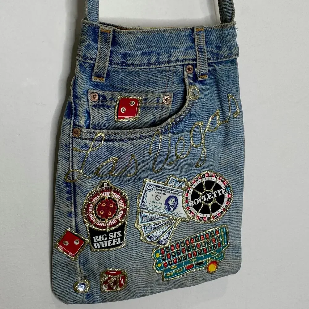 Las Vegas Vintage UNIQUE Hand Crafted Jean Shoulder Bag Made from Levi's 550